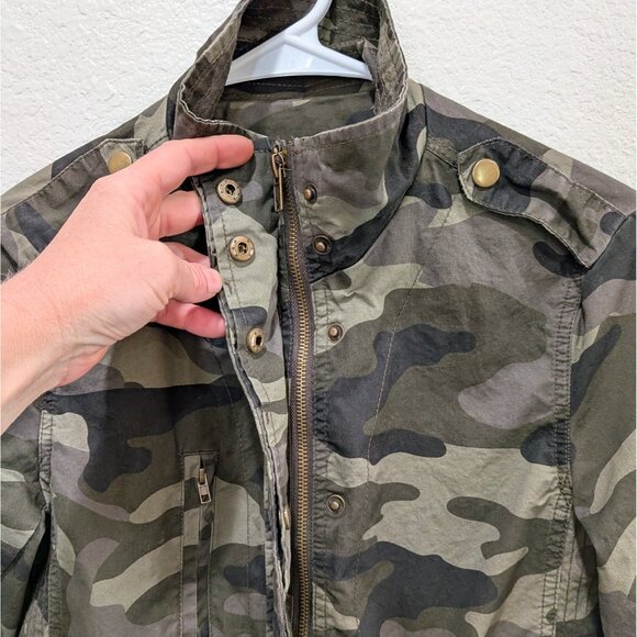 Love Tree Womens Camo Jacket Small Pockets Zip Button Lightweight Cinch Waist - Picture 6 of 13